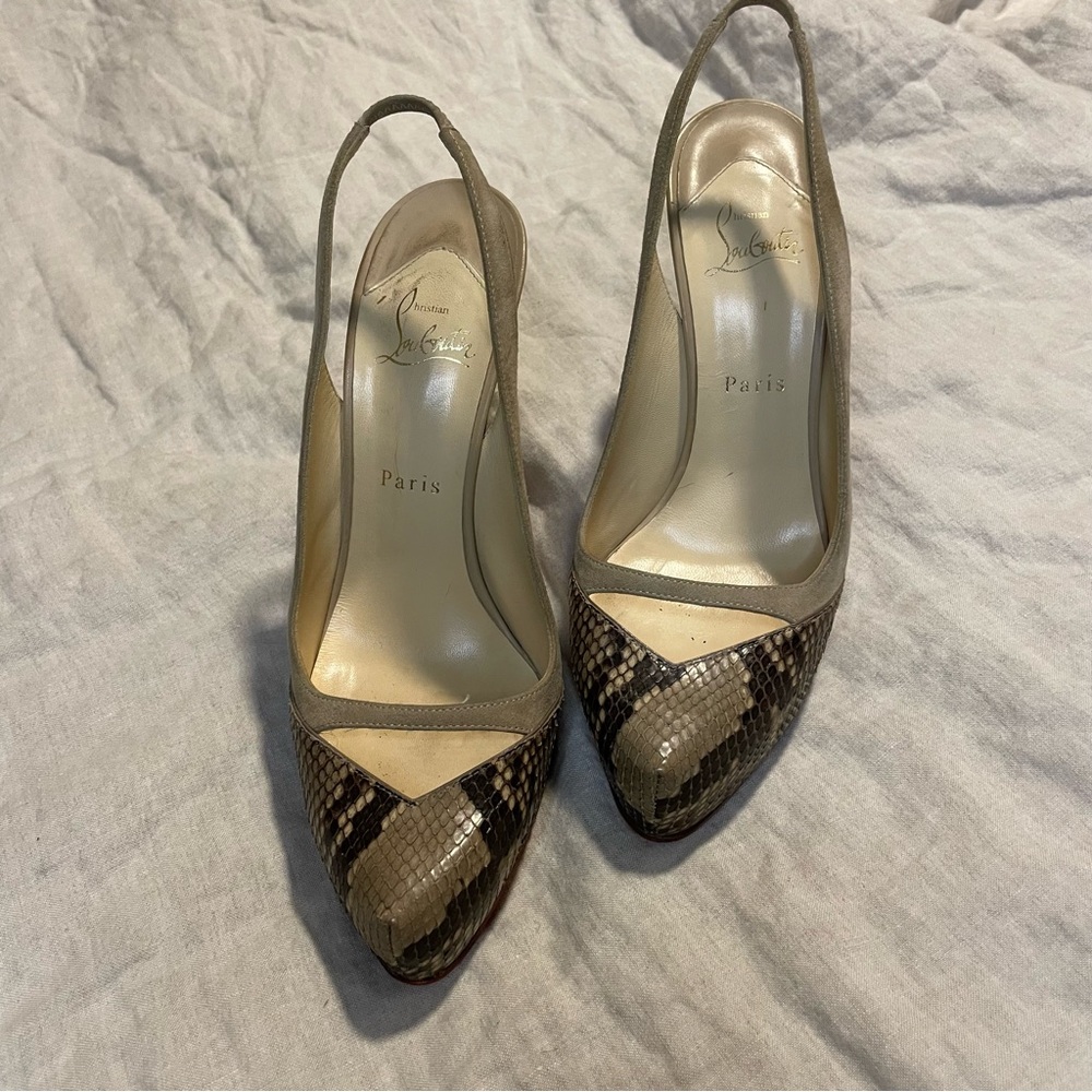Louboutin Python Slingback Heels - image 2